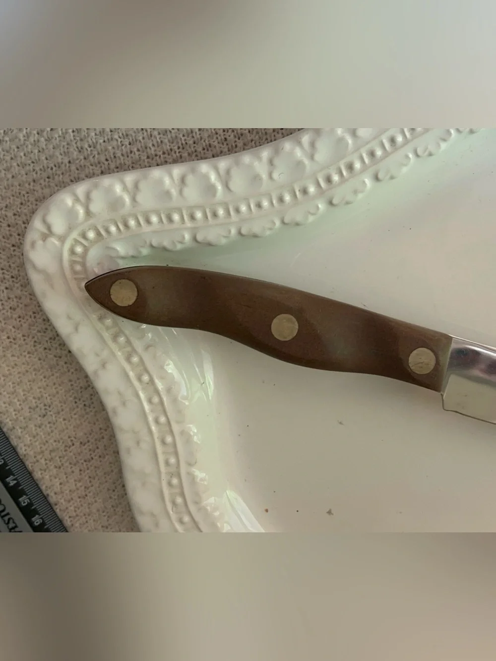Vintage Cutco #22 Butcher Knife Curved Wooden Handles 14 inches long